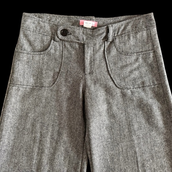 Vintage Y2K 90s Wide-Leg Pants sz 32 gray wool blend low rise office retro - Picture 2 of 16